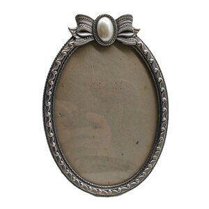 Ornate Scroll Metal Oval Photo Frames Faux Pearl Bow Ribbon 1989 M R F